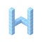 Blue cube orthographic font Letter H 3D