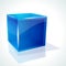 Blue cube on white background.