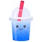 Blue curacao in plastic cup, Cold drink vector