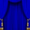 Blue curtain with gold tassels