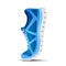 Blue curved sport shoes for running. Vector illustration