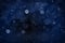 blue cute shining glitter lights defocused bokeh abstract background and falling snow flakes fly, festal mockup texture with blank