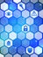 Blue cyber security on the hexagons background.