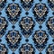 Blue Damask seamless vector pattern