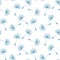 Blue dandelions seed floral fluff pattern on a white background