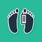 Blue Dead body with an identity tag attached in the feet in a morgue of a hospital icon isolated on green background