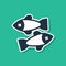 Blue Dead fish icon isolated on green background. Vector