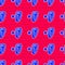 Blue Deafness icon isolated seamless pattern on red background. Deaf symbol. Hearing impairment. Vector