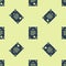 Blue Death certificate icon isolated seamless pattern on yellow background. Vector