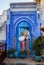 Blue decorated gates to Riyadh,Chefchaouen, Morocco