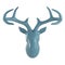 Blue decorative deer head on an isolated background. Front view. 3d rendering