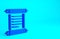 Blue Decree, paper, parchment, scroll icon icon isolated on blue background. Minimalism concept. 3d illustration 3D