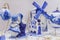 Blue Delftware Christmas tree toy Netherlands closeup shallow D