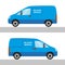 Blue delivery van isolated view from two sides