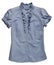 Blue denim fabric T-shirt with ruffle detail