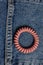blue denim texture with side double seam. thread stitches on the background of denim textiles. a place to copy. Abstract