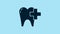 Blue Dental clinic for dental care tooth icon isolated on blue background. 4K Video motion graphic animation