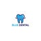 Blue dental logo with tooth illustration