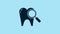 Blue Dental search icon isolated on blue background. Tooth symbol for dentistry clinic or dentist medical center. 4K