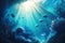 Blue Depths: Underwater Seascape Illuminated by Sunlight
