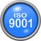 Blue design ISO 9001 in round 3D button