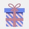 Blue designer gift box with pink slanted stripes