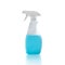 A blue  detergent spray bottle, isolated on a white background