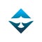 Blue diamond bird wing logo design