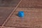 Blue dice on table.Social game