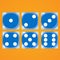 Blue dices on an orange background Vector