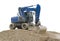 Blue digger on earth pile