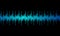 Blue digital equalizer audio sound waves on black background,