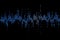 Blue digital equalizer audio sound waves on black background, stereo sound effect signal