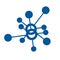 Blue digital and molecular network connection icon and vectro logo