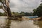 Blue Dinghy on Kaveri River islet, India.