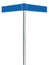 Blue direction road signs, two empty blank signpost signages, isolated directional roadside guidepost pointer copy space