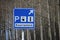 Blue direction sign on motorway A12 at Zoeetermeer for junction to petrol station and parking Knorrestein