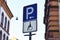 Blue disabled person parking permit sign