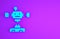 Blue Disassembled robot icon isolated on purple background. Artificial intelligence, machine learning, cloud computing. Minimalism