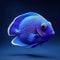 Blue Discus fish on dark blue background