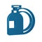 Blue Dishwashing liquid bottle and plate icon isolated on transparent background. Liquid detergent for washing dishes.