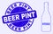 Blue Distress Beer Pint Stamp Seal and Beer Bottle Mosaic