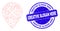 Blue Distress Creative Slogan Here Stamp Seal and Web Mesh Service Map Pointer