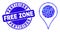 Blue Distress Pesticides Free Zone Seal and Map Pointer Mosaic