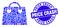 Blue Distress Price Crash Stamp Seal and Airport Shopping Bag Mosaic