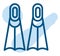 Blue diving fins, icon