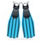 Blue diving flippers isolated on white. 3d render of snorkeling equipment