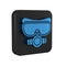 Blue Diving mask icon isolated on transparent background. Extreme sport. Sport equipment. Black square button.
