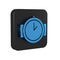 Blue Diving watch icon isolated on transparent background. Diving underwater equipment. Black square button.