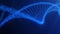 Blue DNA strand of the human genome generate from atoms and genetic cells